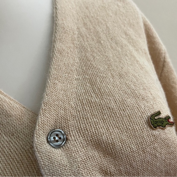 Vintage 70s 80s Izod Lacoste Cream Cardigan Preppy Academia School Retro Fall - Picture 5 of 7